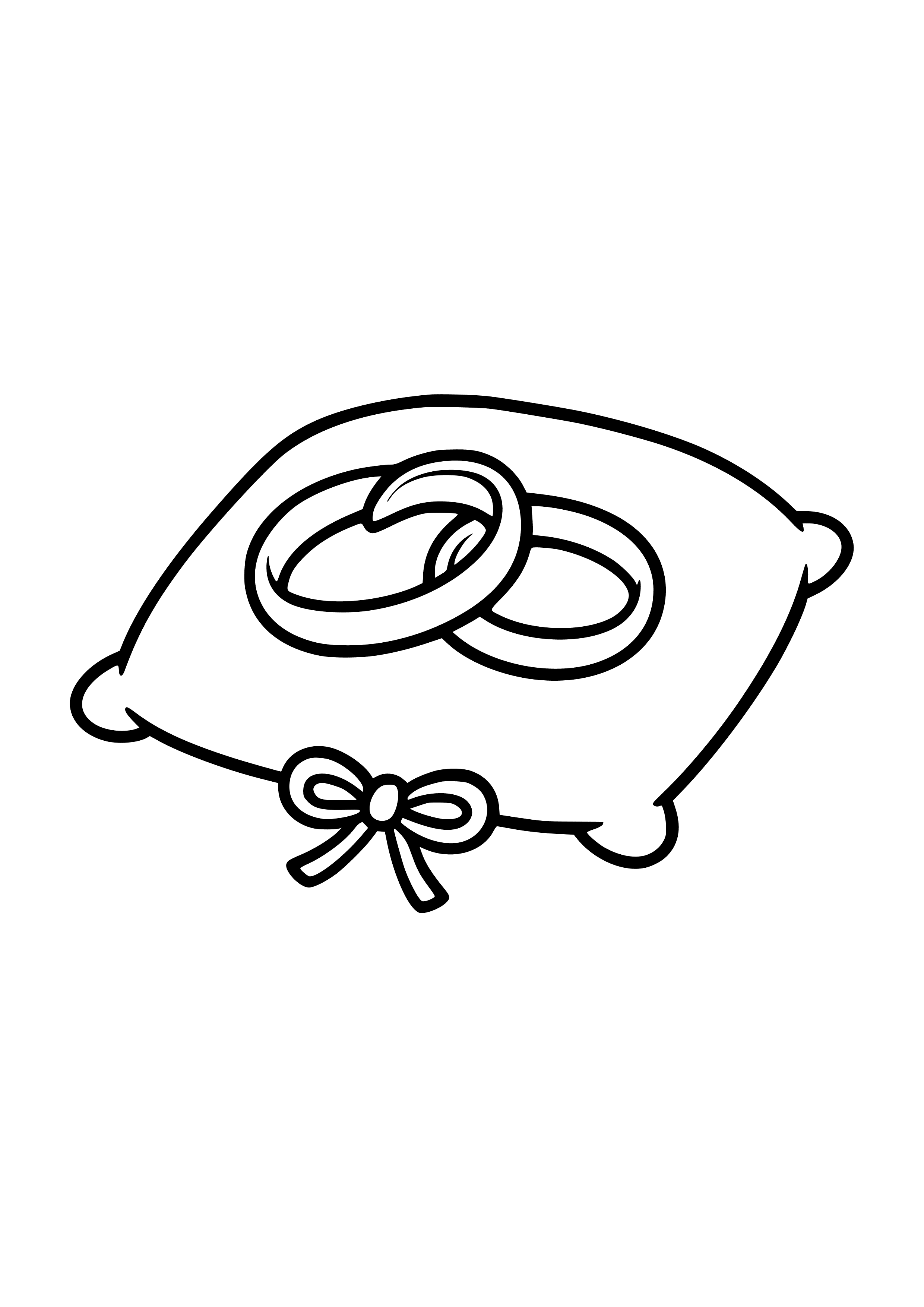 Wedding Rings on a Soft Pillow Coloring Page