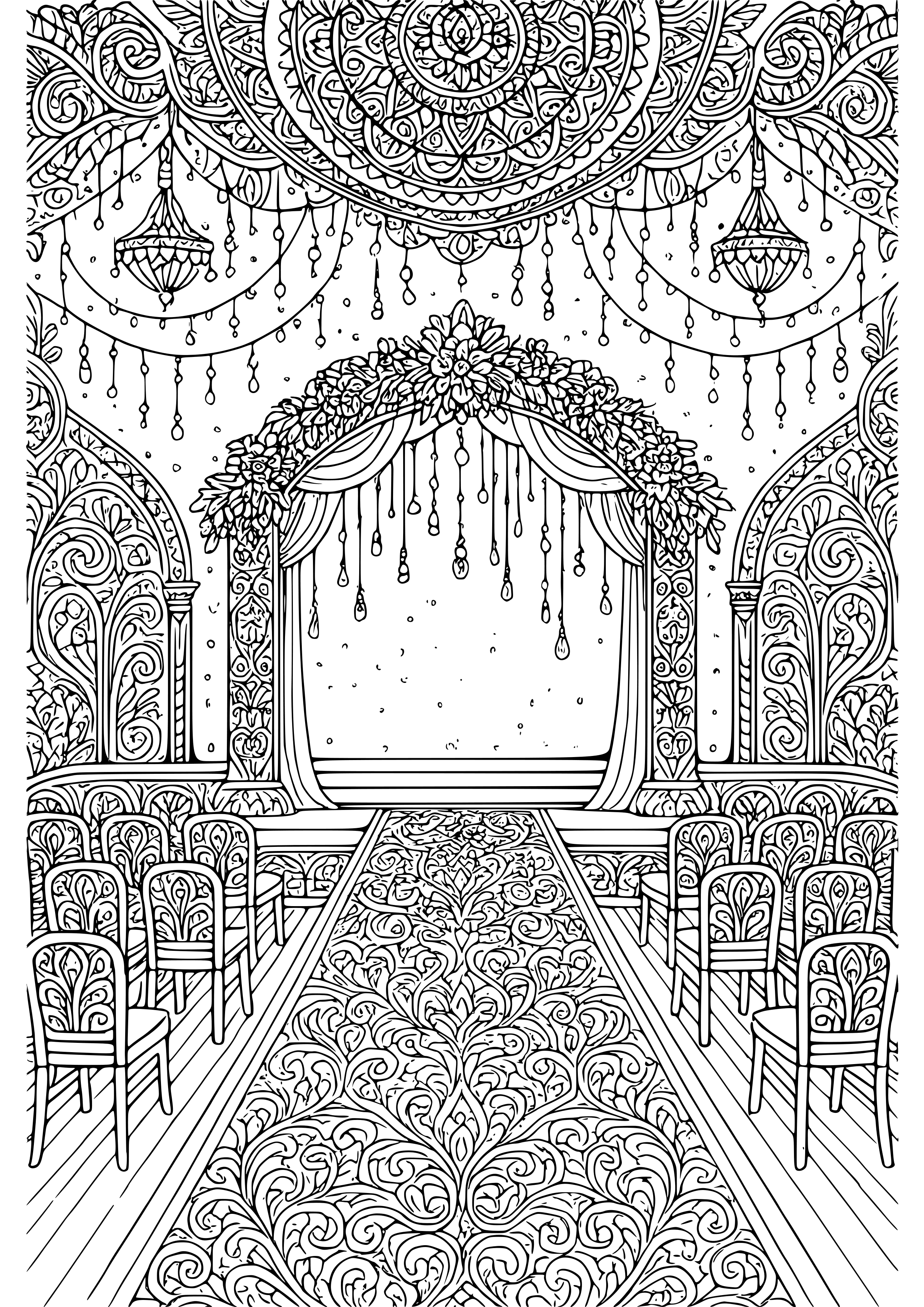 Wedding Venue with Beautiful Lighting Coloring Page