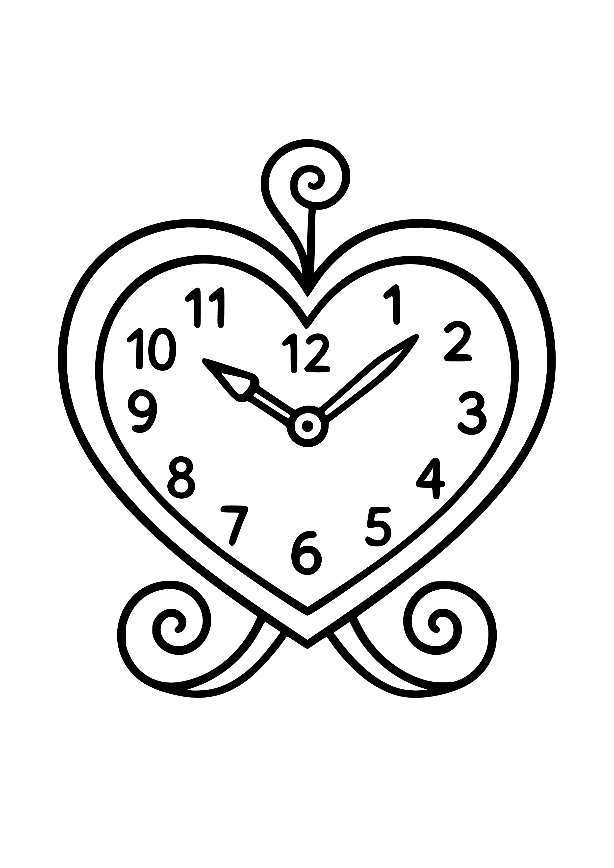 Whimsical Heart-shaped Clock Coloring Page