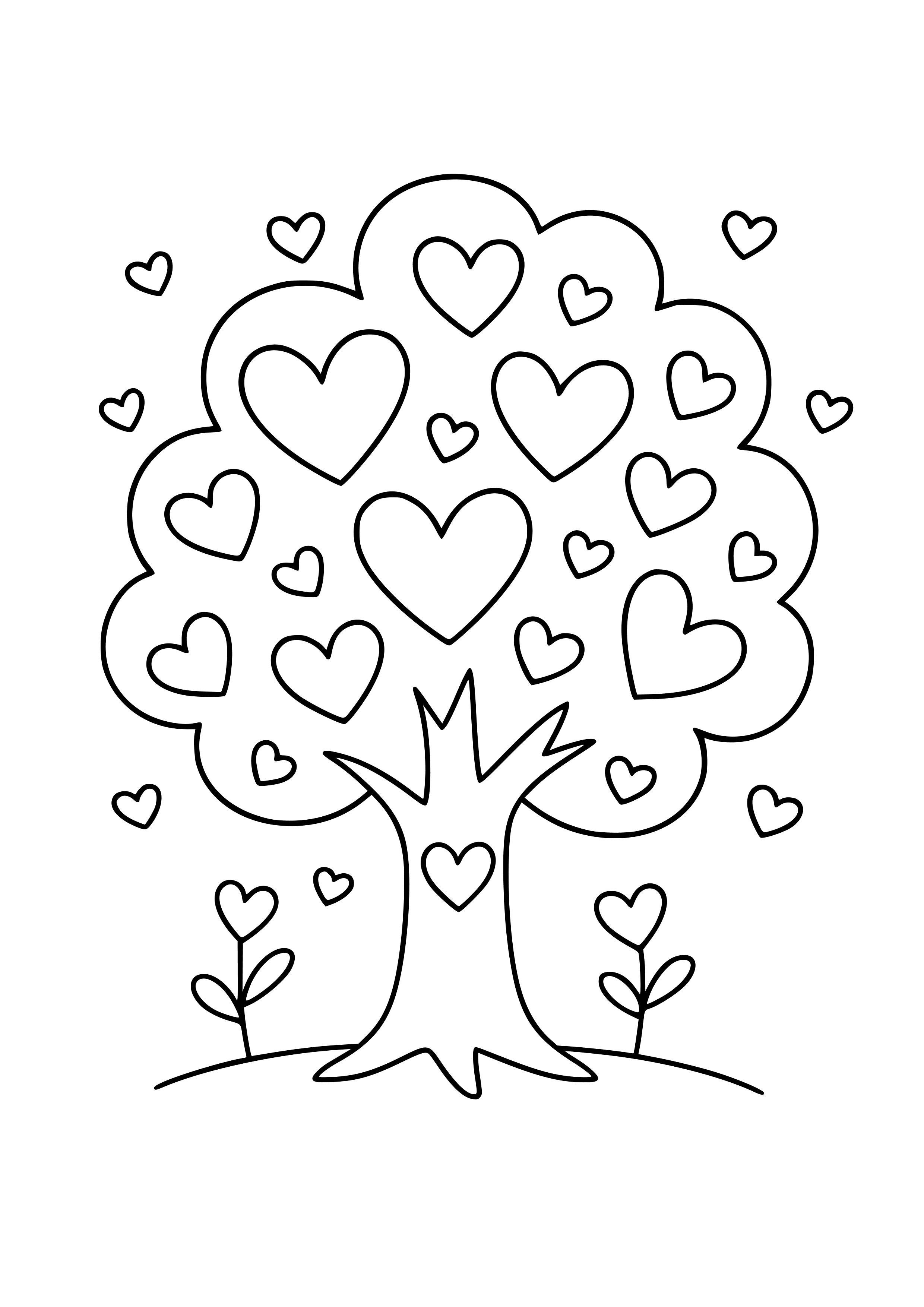 Whimsical Love Tree Coloring Page