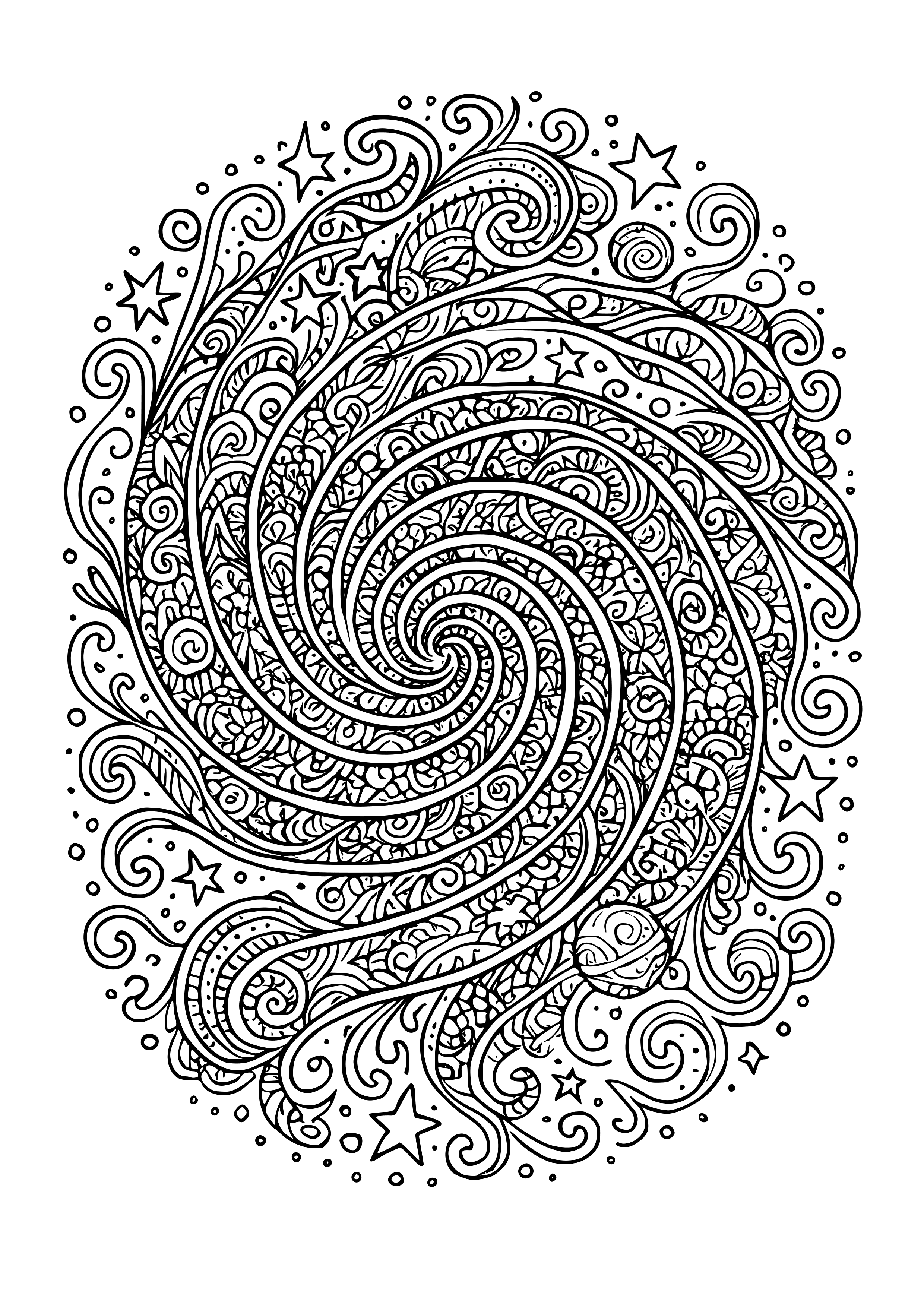 Whirling Galaxy of Thoughts and Inspirations Coloring Page
